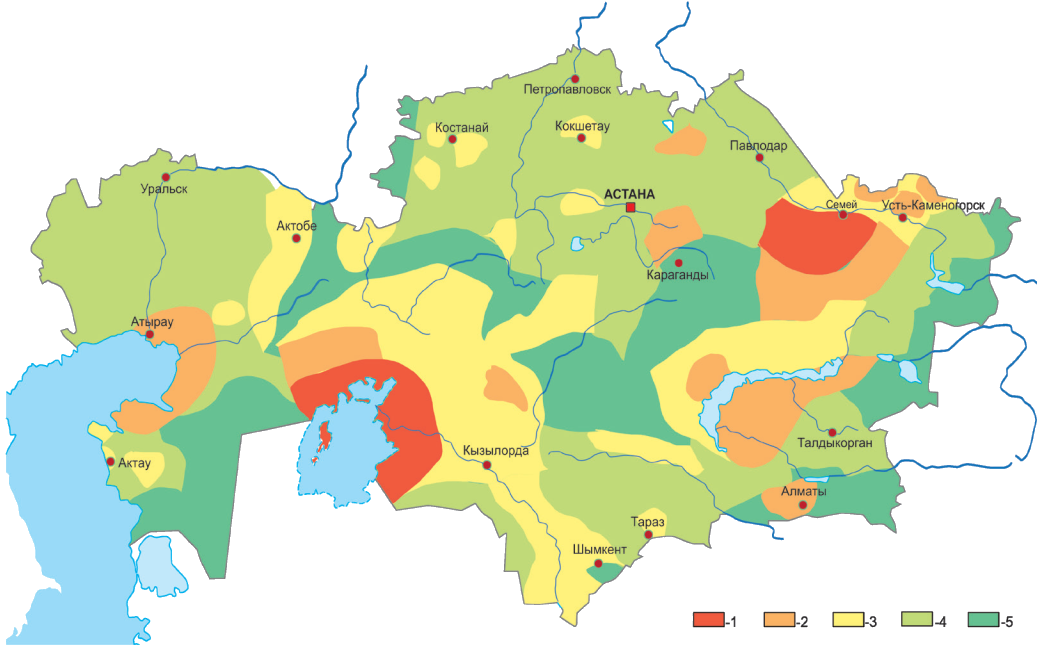 Экологические проблемы казахстана карта